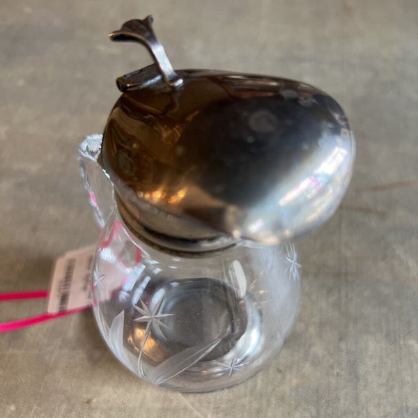 |C| Vintage Cut Crystal & Sterling Silver Syrup