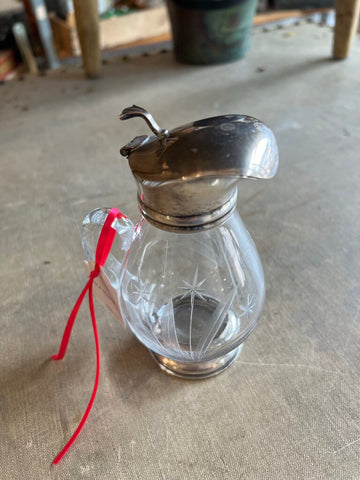 |C| Vintage Cut Crystal & Sterling Silver Syrup