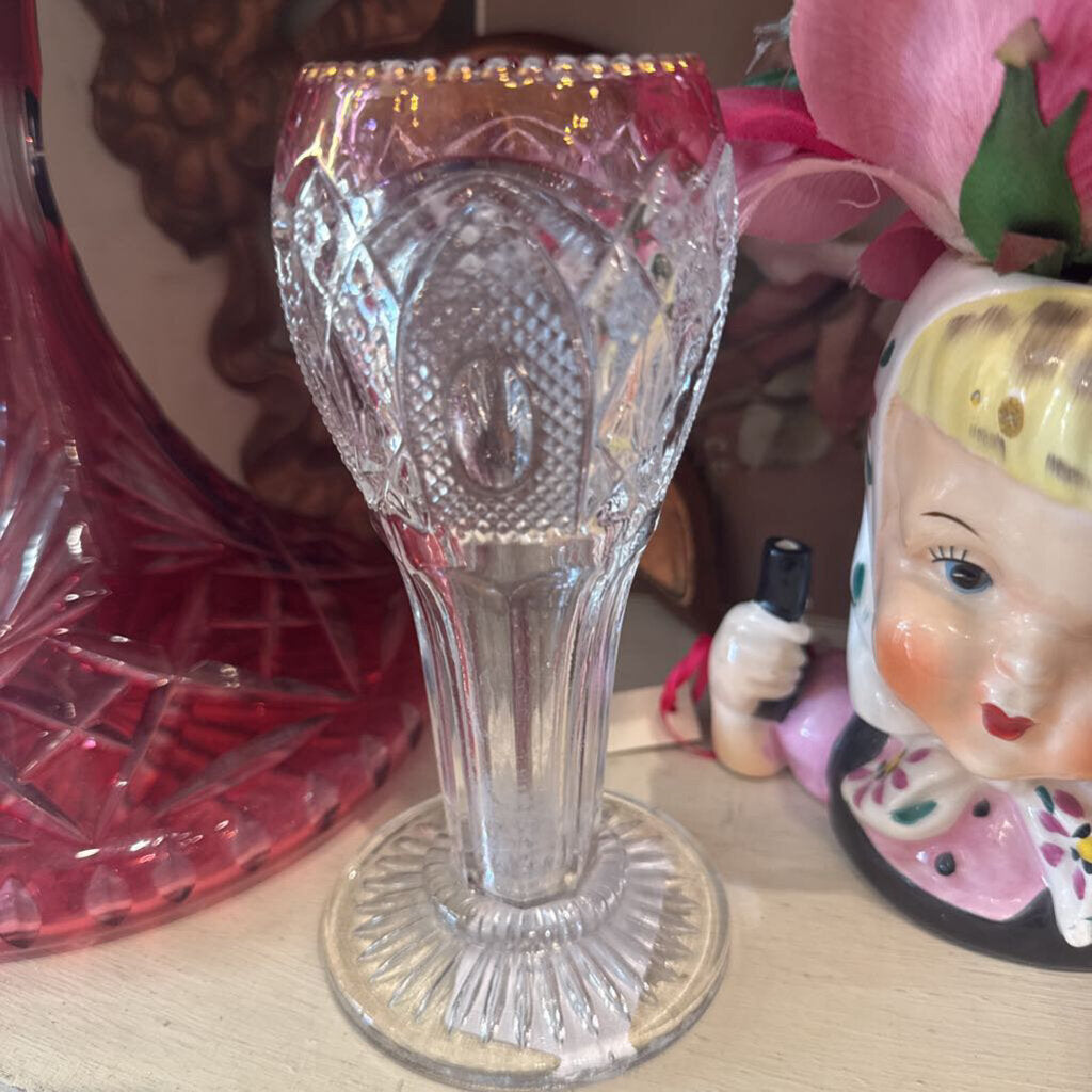 |N| Vintage Cranberry Crystal Vase
