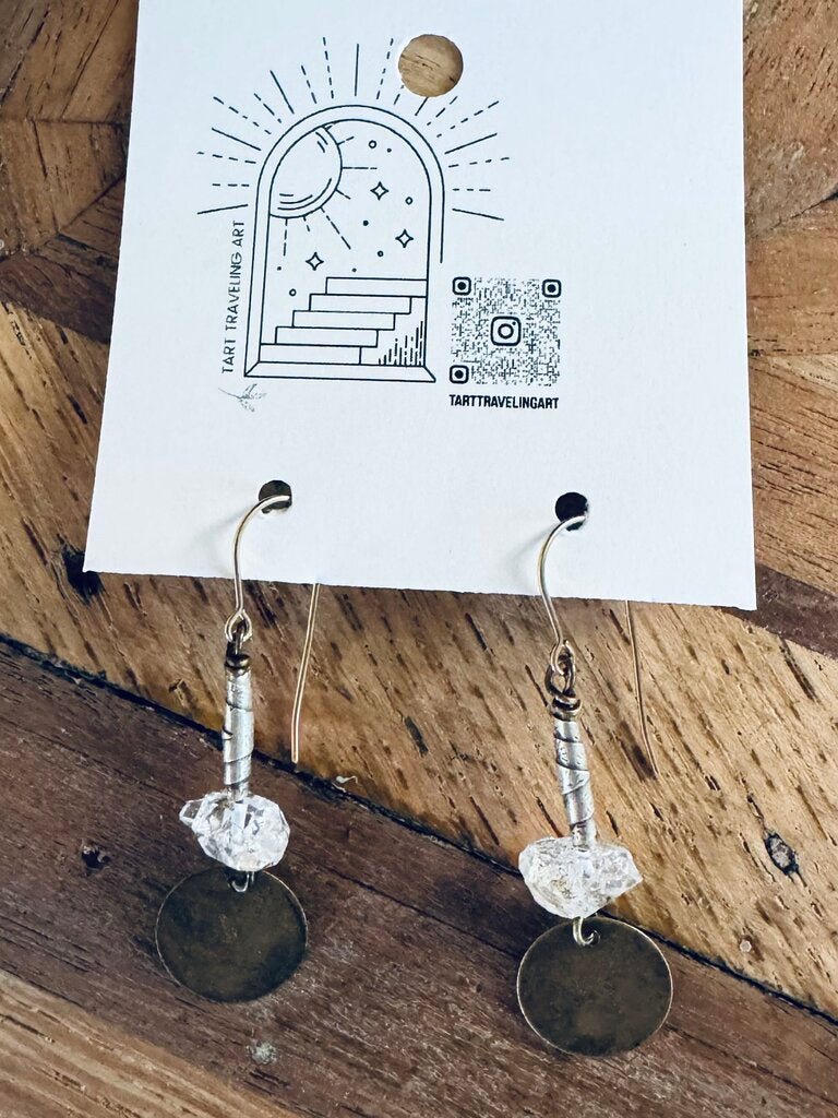Herkimer Diamond w/Sterling & Brass Earrings