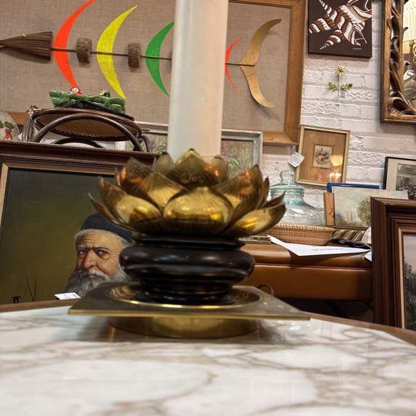 42" tall Brass Lotus Table Lamp W1680 IN STORE PICKUP ONLY