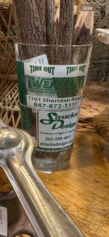 Time out painted advertising glass each