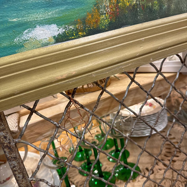 Vintage painting on panel gold frame as found