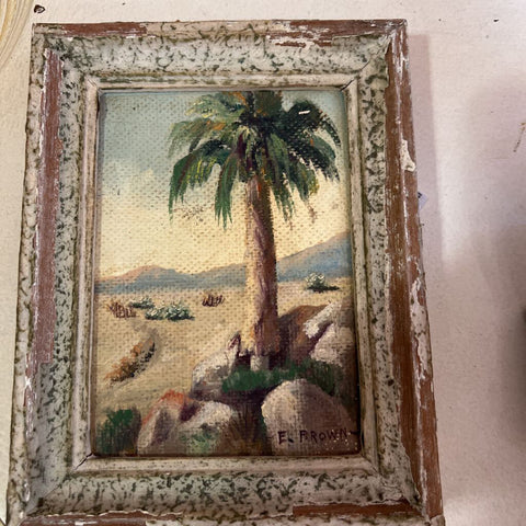 Tropical scene 6 1/2" x 8 1/2", oil, signed E. Brown
