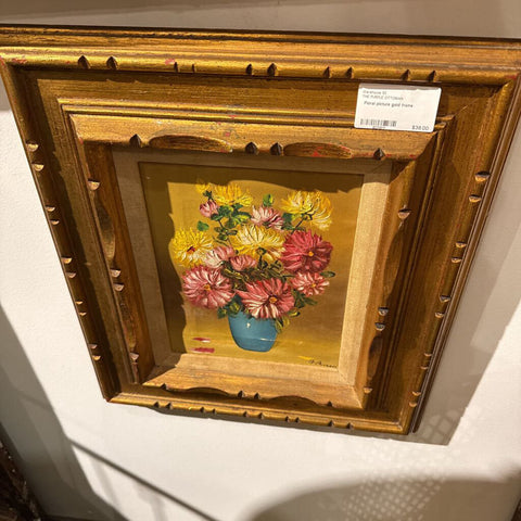 Floral picture gold frame