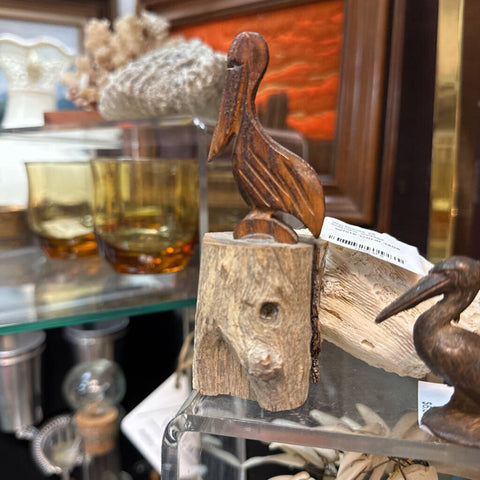 Hand Carved Wooden Pelican 4.5" tall W1843