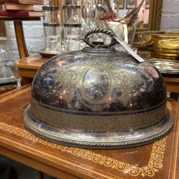 19th Century Martian Hall and Co. Sheffield English Silver Plated Meat Dome 14" x 8"