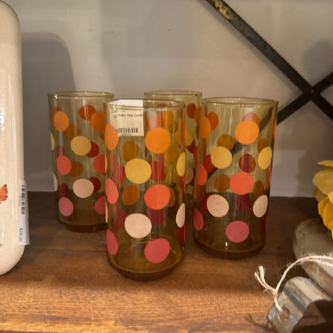 Vtg. Polka Dot Drinking Glasses
