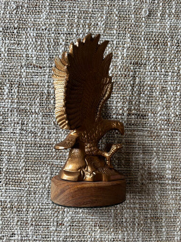 Metal Eagle on Wood Stand 7.5H