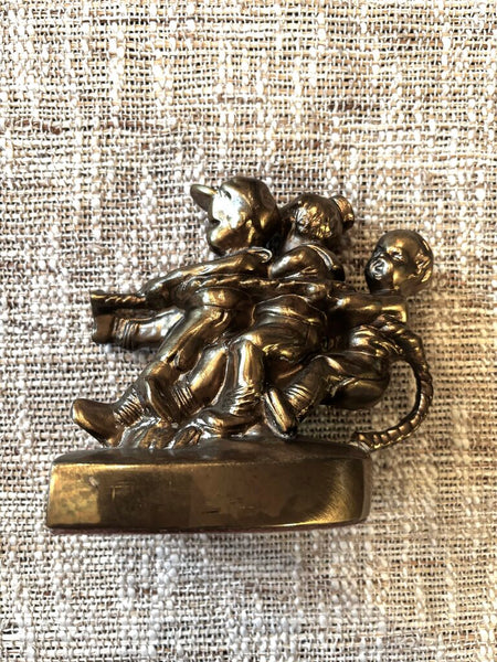 PM Craftsman Heavy Brass Children Tug Of War Bookends