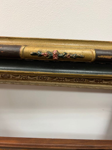Vintage Carved w Roses Wood frame opening 15.5x25.5