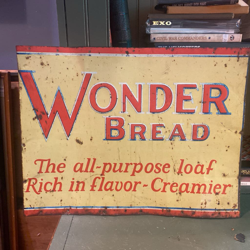 Vtg Wonder Bread tin sign 18x14