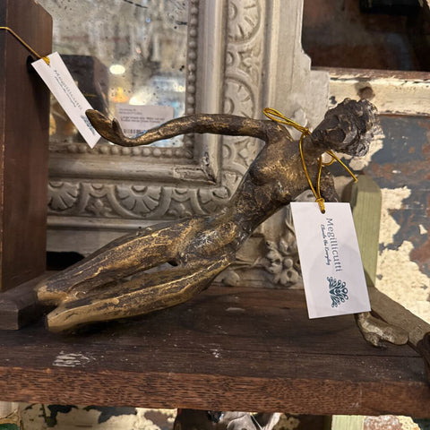 Brutalist bronze nude sculpture