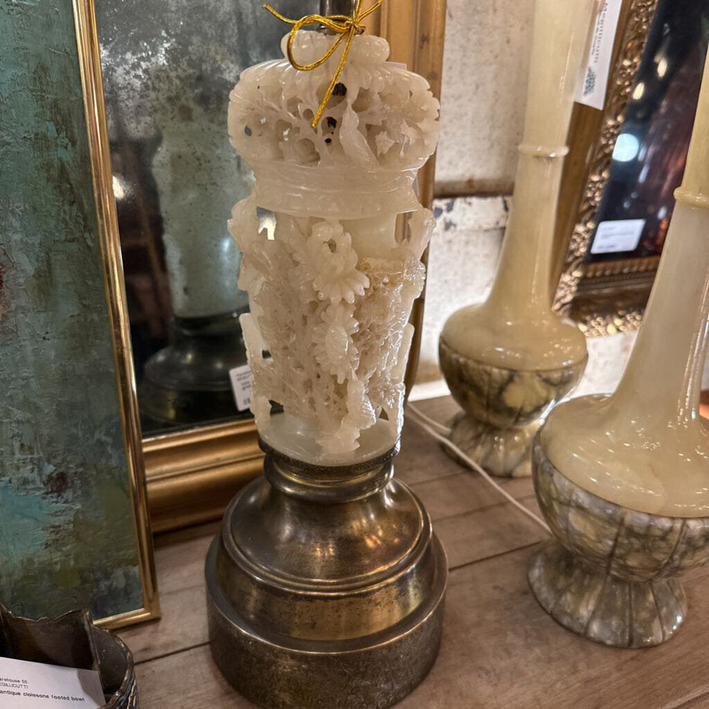 Chinese carved alabaster lamp