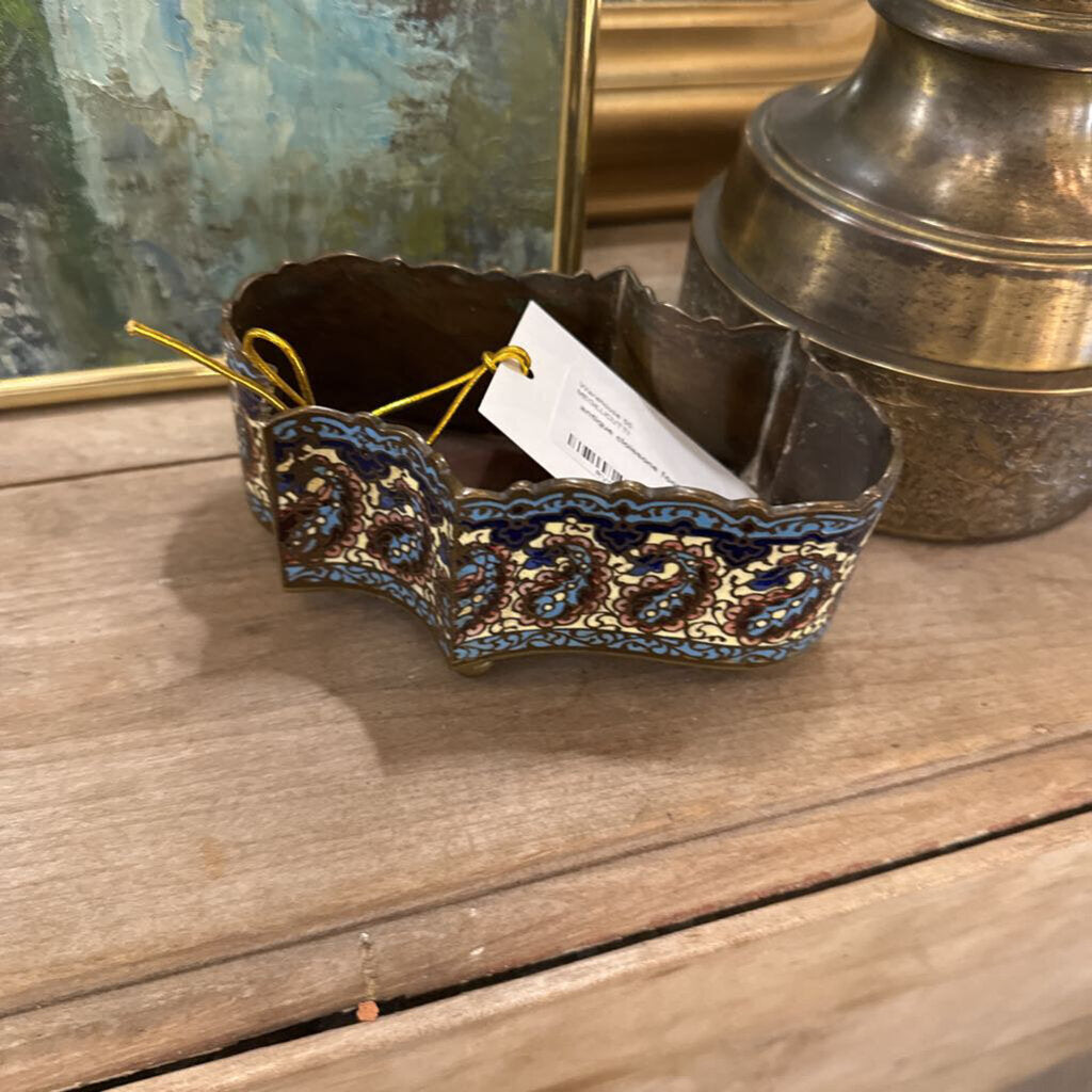 antique cloissone footed bowl