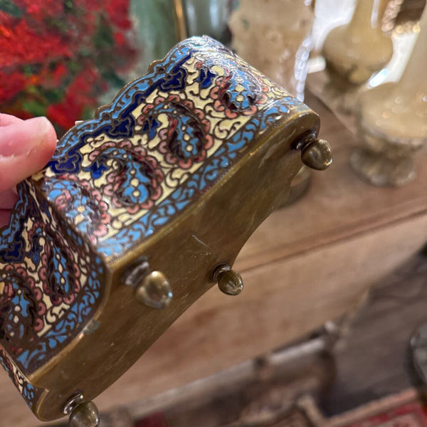 antique cloissone footed bowl