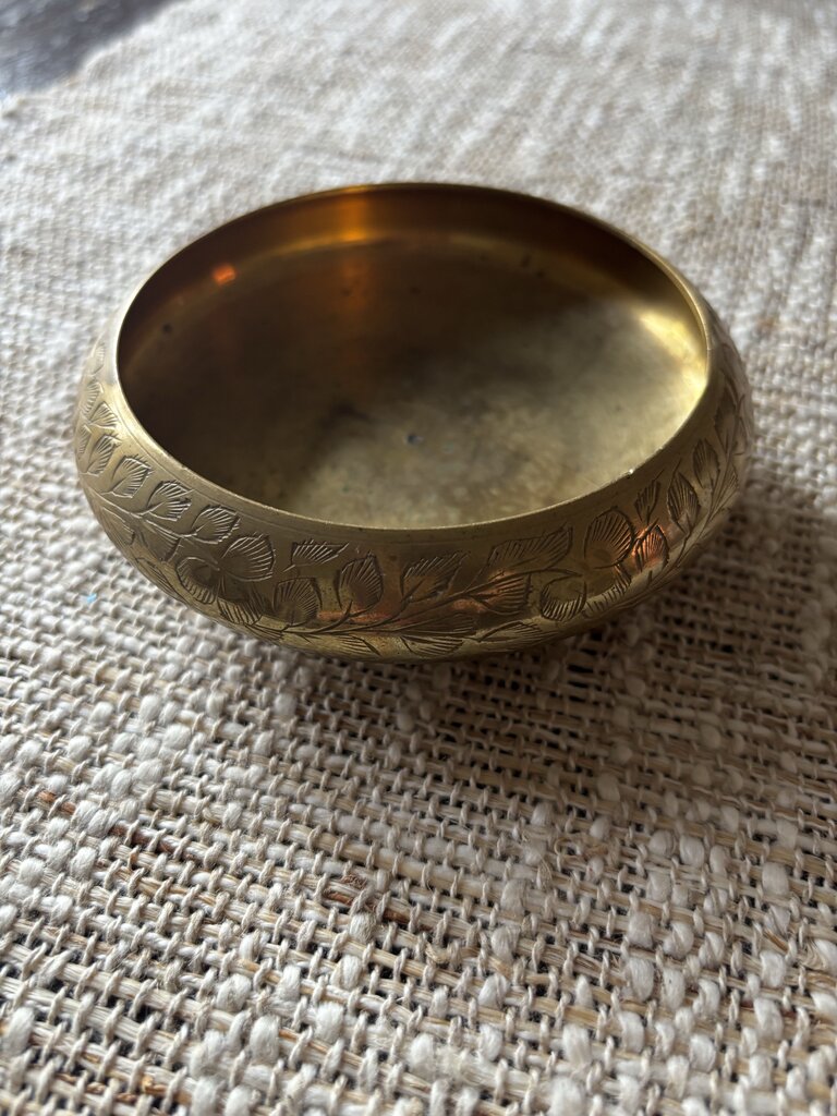 Vintage Brass Etched Bowl