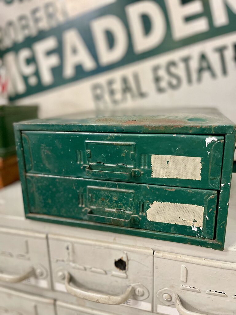Jens Fresh Vintage ~ vintage two drawer Green cabinet .