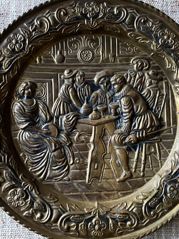 Vintage 1950's Brass Three Musketeers 15" Tavern/Pub Scene