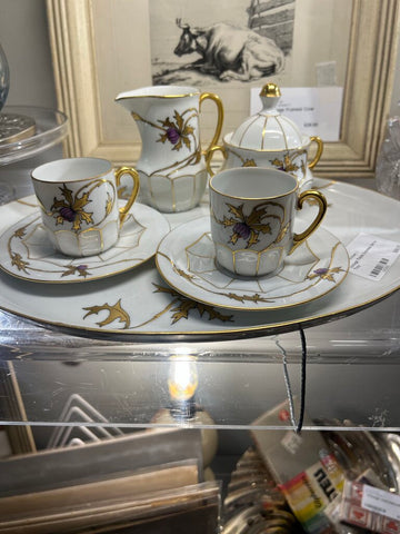 Vintage Thistle Espresso Set w Tray