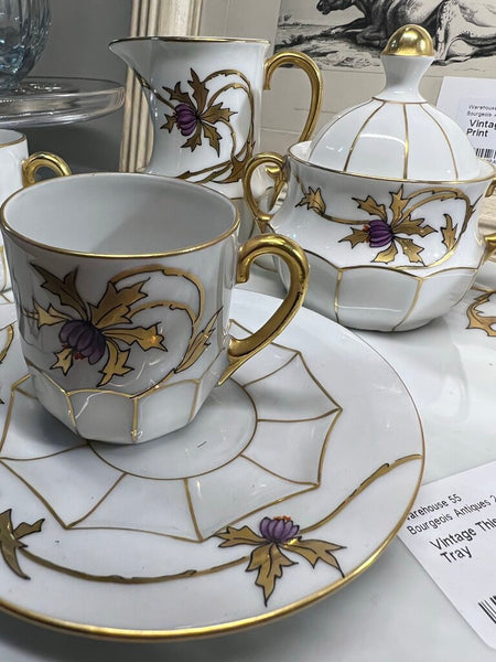 Vintage Thistle Espresso Set w Tray