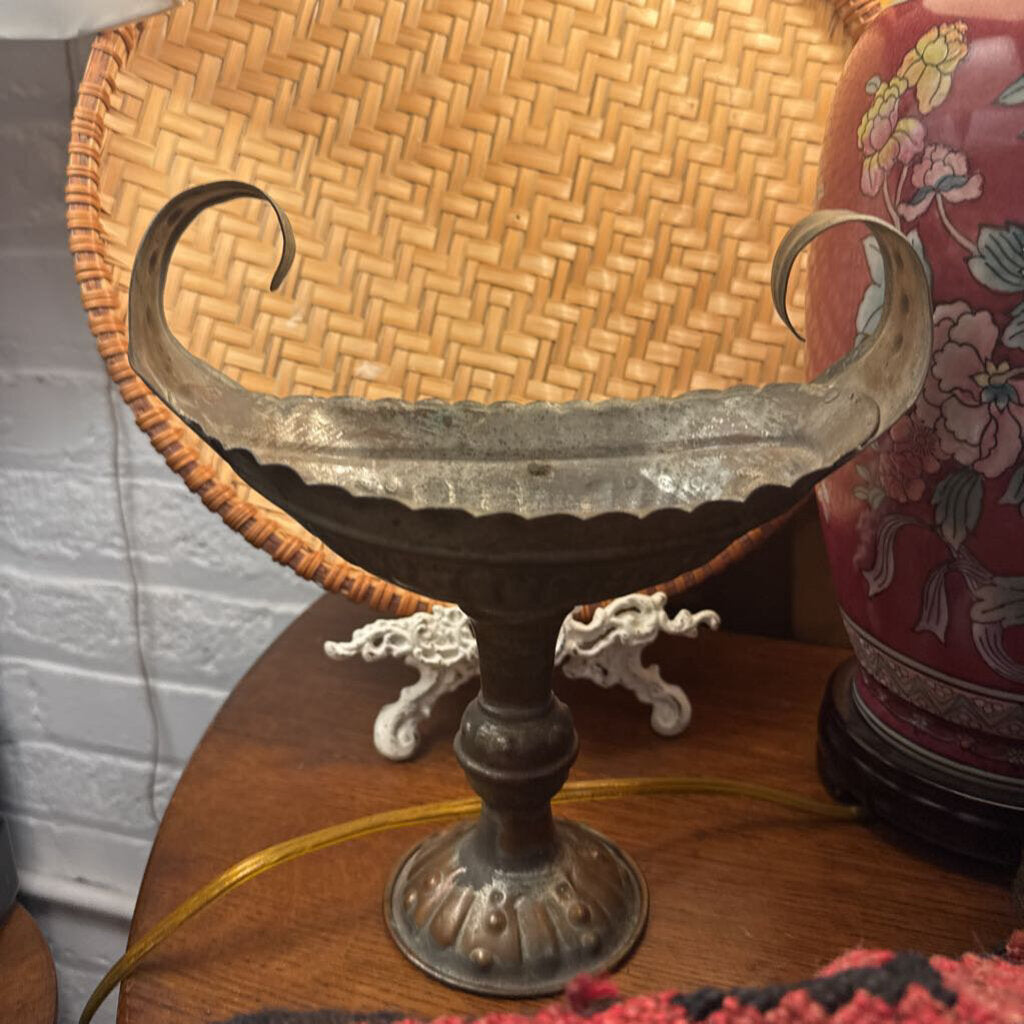 Pedestal metal compote