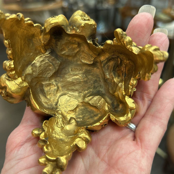 MMA Metropolitan Museum of Arts Gilt Candlestick Holder 3.5 x 3.5 Heavy