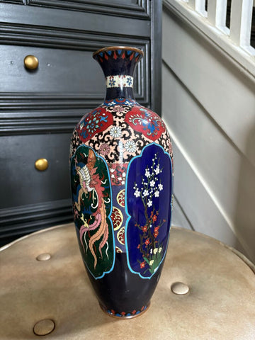 Antique Late 19th Century Asian Cloisonne vase 12in (as found)