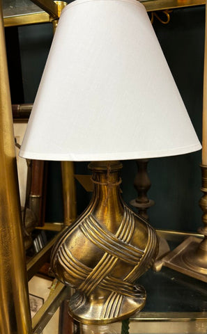 Vintage Brass Lamp w/Basket Weave Pattern