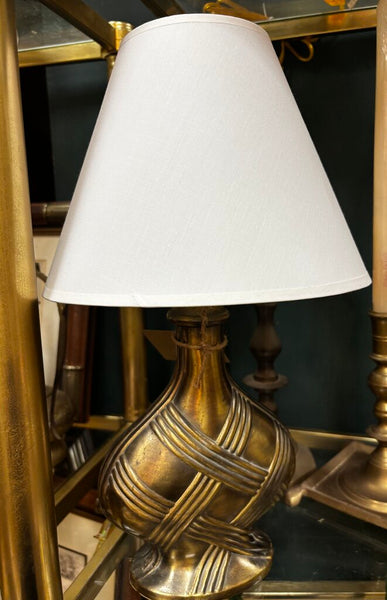 Vintage Brass Lamp w/Basket Weave Pattern