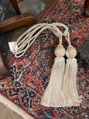 vintage ivory tassel tie back set