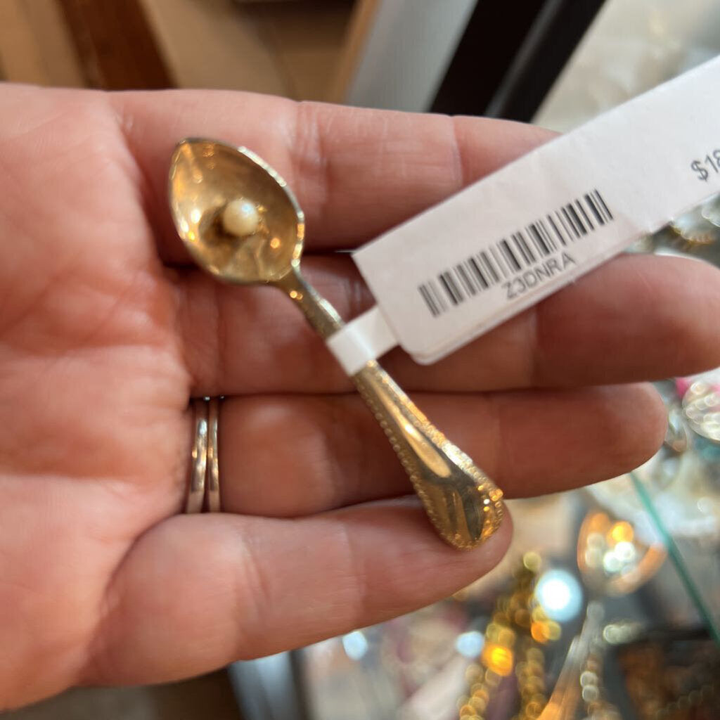 Vintage Spoon Pin w Pearl