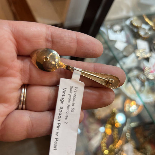 Vintage Spoon Pin w Pearl