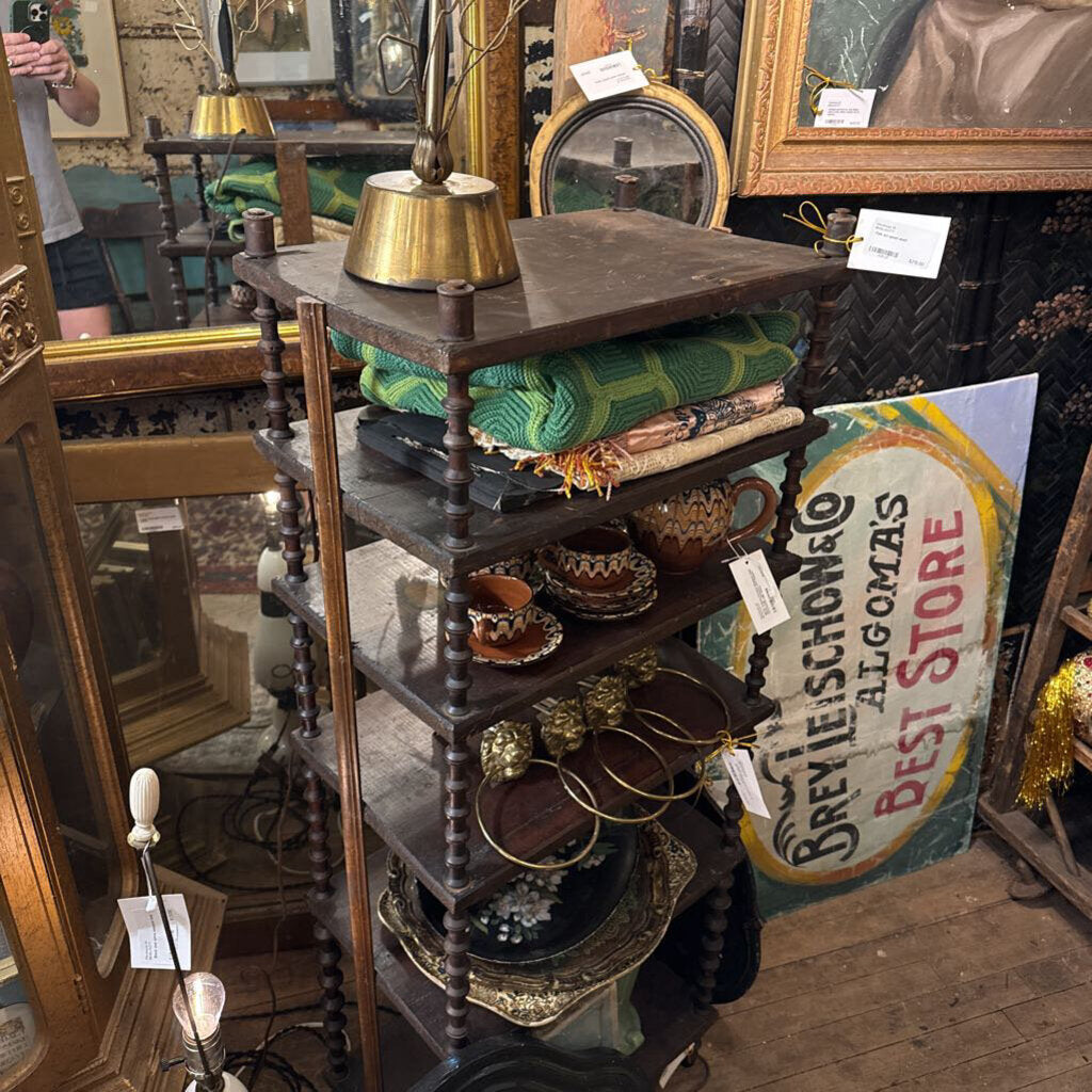 Folk art spool shelf