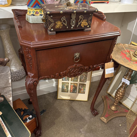 Vintage Ornate night stand/side table claw feet & lion ihead handle as is IN STORE PICK UP ONLY