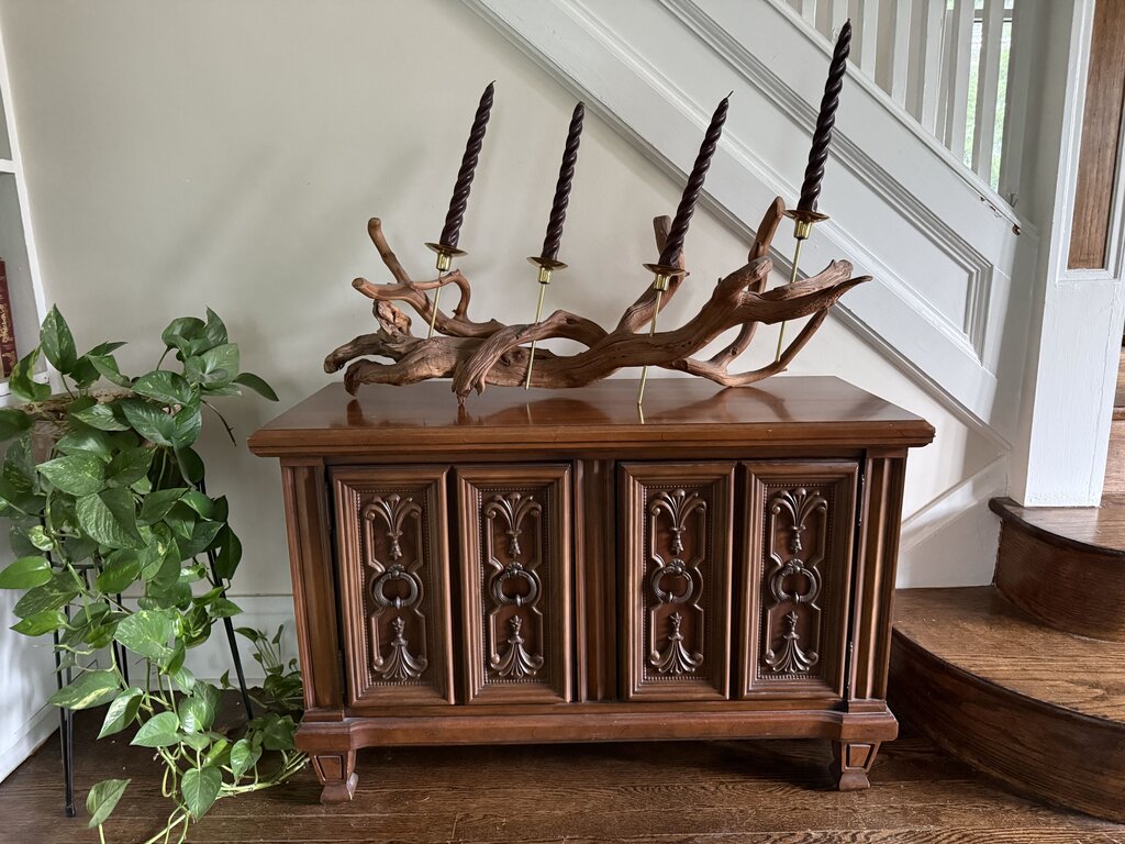 Wall Hanging Driftwood with 4 Brass Candleholders 36"wide W1884