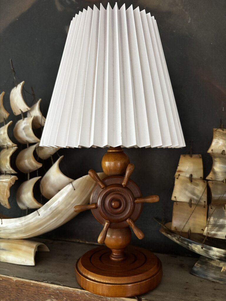 Vintage Wood Ship Wheel Lamp