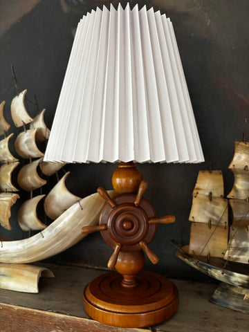 Vintage Wood Ship Wheel Lamp