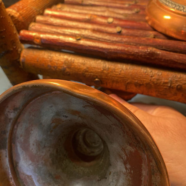 Pair of copper candle holders