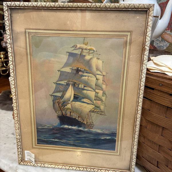 Vintage Framed Clipper Artwork 12.5 x 16.5