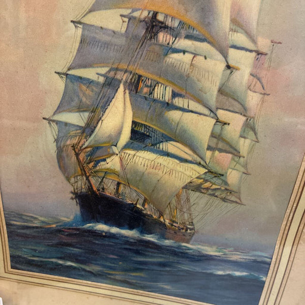 Vintage Framed Clipper Artwork 12.5 x 16.5