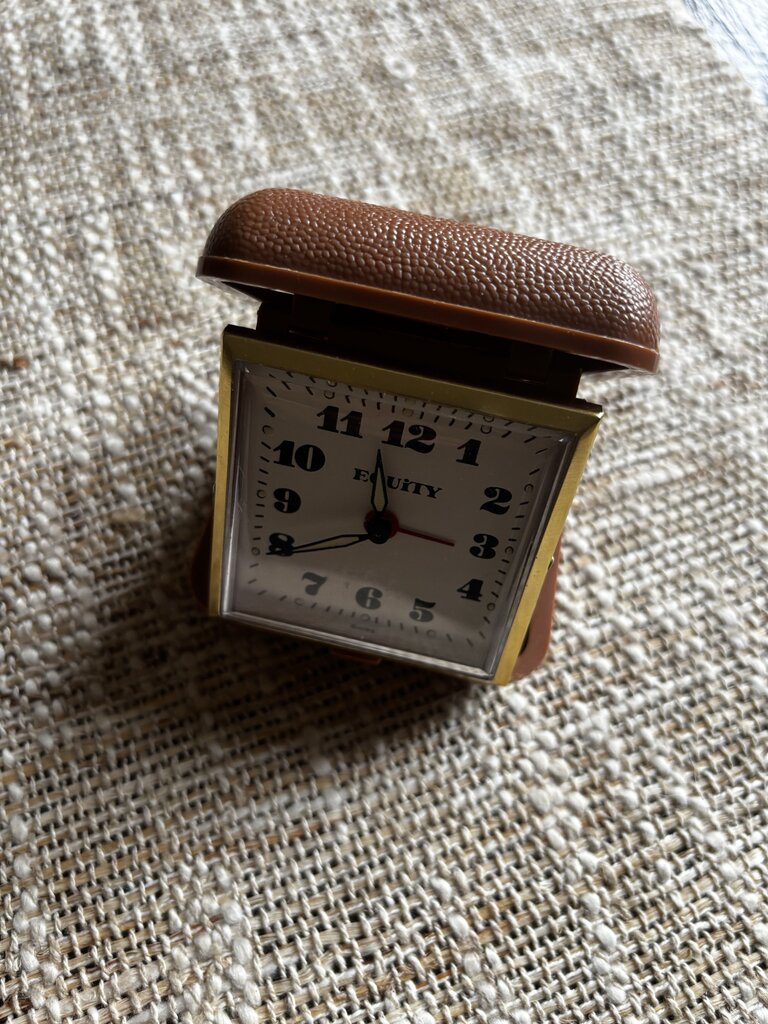 Vintage Equity Travel Alarm/Clock in Brown Case