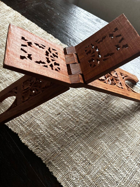 Vintage Hand Carved Folding Book Holder