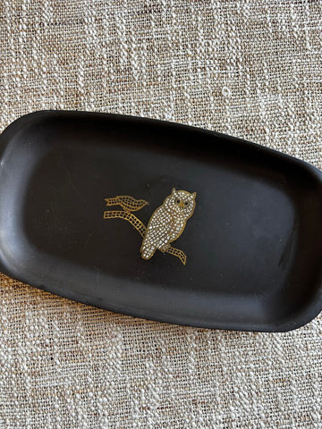 VTG COUROC Owl Bar Ware Black Serving Tray