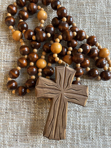 Vintage Large Wood Rosary