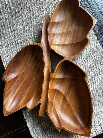 Vintage Wood 3 Leaf Serving Tray