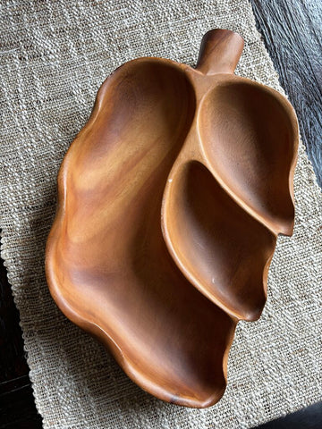 Vintage Leaf Monkey-Pod Wood Platter