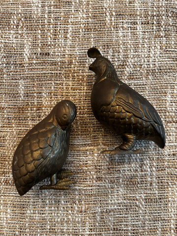 Pair of Vintage Brass Quails
