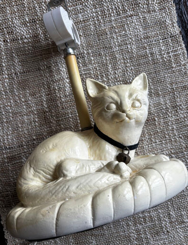 Vintage Plaster Cat Lamp