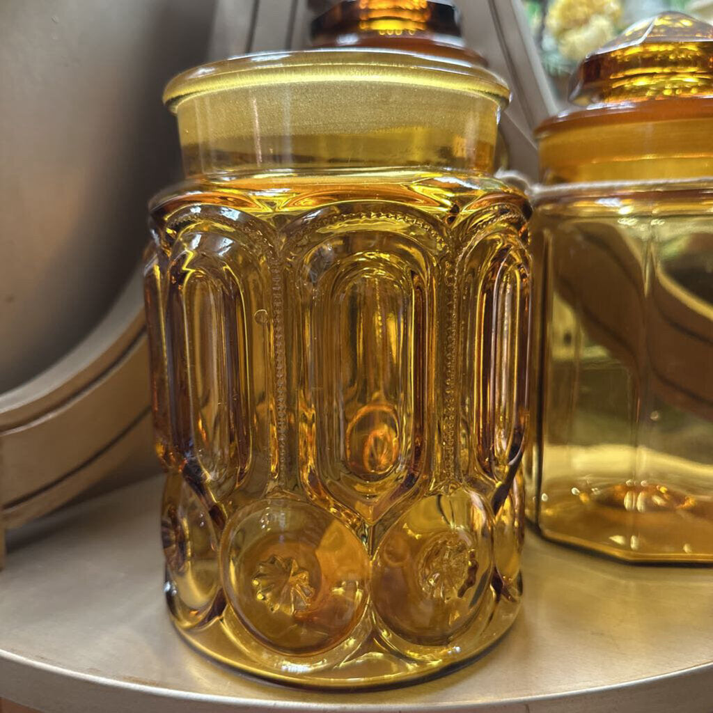 Amber Moon and Stars Canister 10" No lid